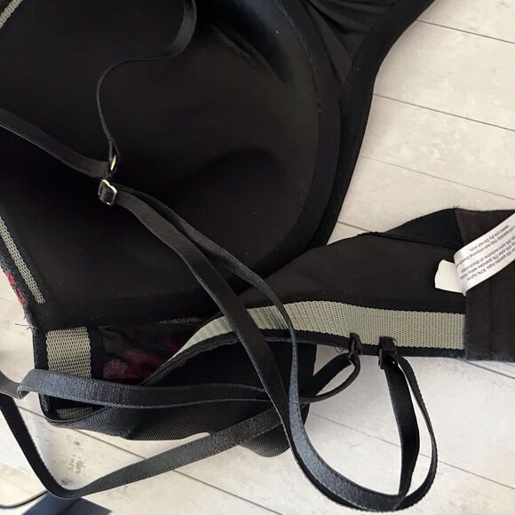 Cacique Plus Bra Harness Boost Strapless Stay Put Lace Detail Size 38D Tropical - Picture 6 of 12